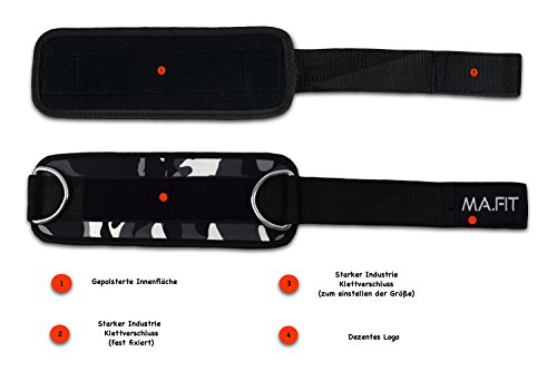 2x Fußschlaufen von MA.FIT inkl. Karabinerhaken-für Damen und Herren(gepolstert)-Fitness am Kabelzug - 3
