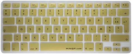 MiNGFi French Keyboard Cover AZERTY for MacBook Pro 13" 15" 17" Aluminum Unibody and MacBook Air 13" European/ISO Keyboard Layout Silicone Skin - Gold