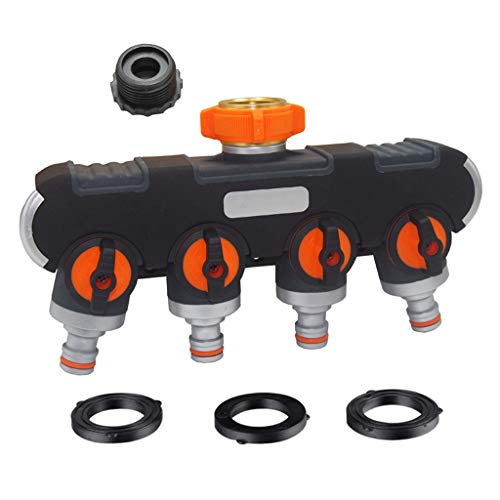 Preisvergleich Produktbild 4-Wege-Schlauchverteiler, Garten Schlauch Rohr Splitter Wasserdurchfluss regulier und absperrbar, optimaler Wasserhahn Verteiler zum praktischen Einsatz im Garten Outdoor