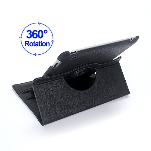 iPad 2/3/4 Hülle, RC iPad 2 3 4 360 drehende Smart Hülle PU Leder Abdeckung Gehäusedeckel für Apple iPad 2 3 4 (Schwarz) - 7