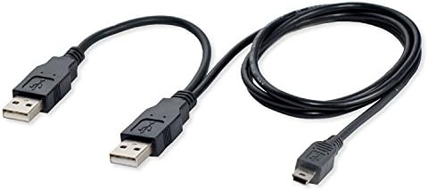 YuChen Dual USB 2.0 Type A to USB Mini 5-Pin Type B x1 Y Data and Power Cable