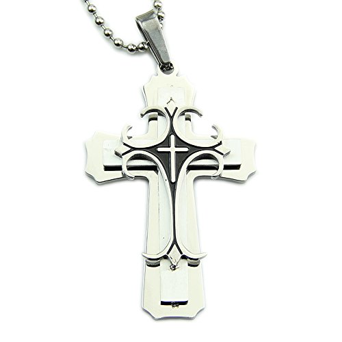 Preisvergleich Produktbild Kalttoy Unisex-Halskette mit Anhänger, Kreuz, Edelstahl, Schwarz