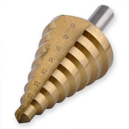 FeelGlad(TM) Professionelle HSS TiN Profi Stufenbohrer 10- 45 mm Schälbohrer Konusbohrer Kegelbohrer Fräser – Gold - 2