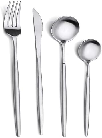 Flatware Set ,Cutlery Set 18/10 Stainless Steel HXSNEW 4 Piece Set Service For 1