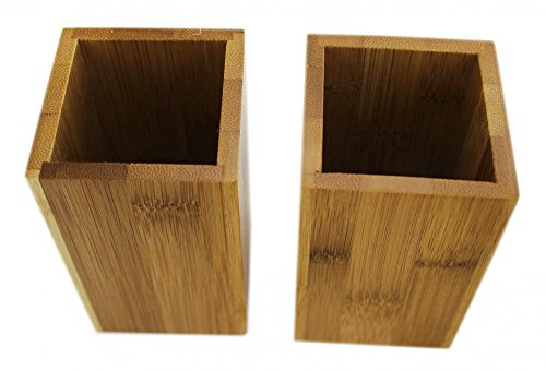 Zahnputzbecher Set eckig aus Bambus Holz braun – 2er Set für Paare im schönen Design - 4