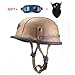Produktbild DBY Boy Motorrad Harley Helm mit Brille und Kopftuch, Cruise Retro Helm Germany Locomotive Helm Handmade Leather Cap, Braun 56-60CM,M