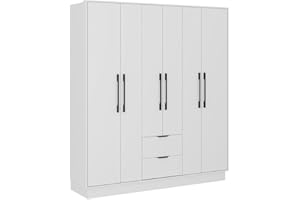 Vente-unique-Armadio 6 ante e 2 cassetti L162 Bianco - FEOVA