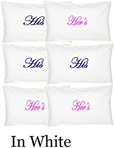 2PC Luxury Embroidered 400 Thread Count Pillowcases (White, His-Her's)