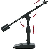 Gator Frameworks Teleskopik Bom Kolu ve 1 kg Saya&ccedil; Ağırlıklı Kısa Ağırlıklı Tabanlı Mikrofon Standı; Masa&uuml;st&uuml;, Kayıt ve Akış 
