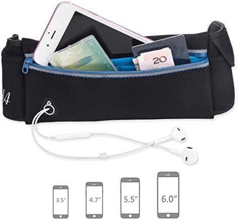 Running Belt Pouch, RundA Waterproof Adjustable Running Fitness Waist Funny Pack Bag for iphone 7 plus Samsung S7 edge (Black)