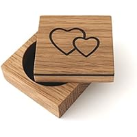 Ring Box für Verlobung aus Holz Ringschatulle Ring Box Ringschachtel Ringkästchen für Verlobungsring Heiratsantrag Gravur, „Herzen – Eiche“