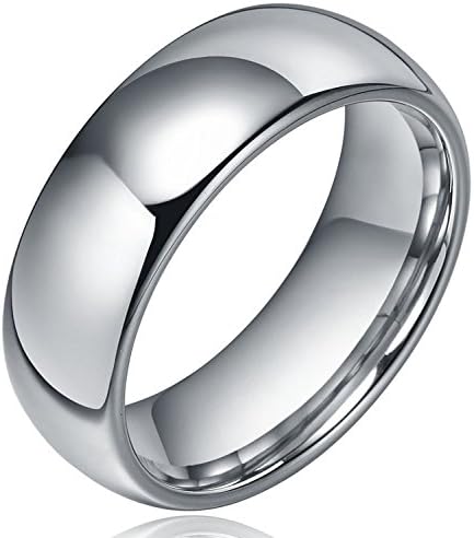 8mm Dome Polished Plain Tungsten Ring Mens Wedding Bands Comfort Fit Size Z+2