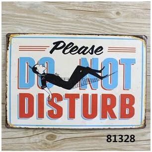 Please Do Not Disturb Metal Tin Sign, Vintage Style Wall Ornament Coffee &amp; Bar Decor, Size 8" X 12"