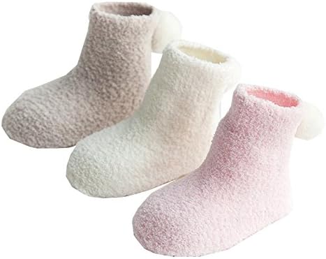 3 Pairs Pack Unisex Baby Infant Toddler Kids Winter Warm Thermal Fluffy Fuzzy Boot Socks 0-6,6-12,12-36Month