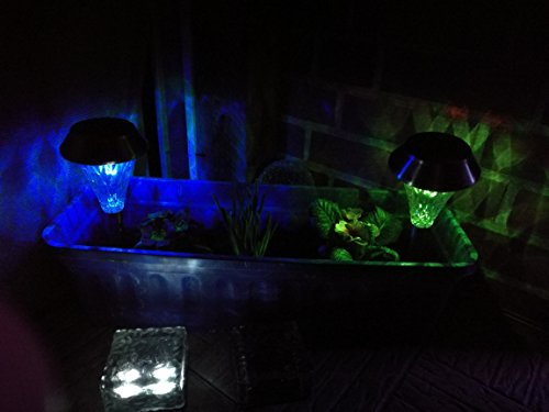 Wetterfestes 4er Set Solar Leuchten mit Fernbedienung – Solar Lampen Set Garten Solar Leuchten Set LED Edelstahl XL Sternenoptik Solar Lampe LED mit Effekten Wegeleuchte Edelstahl Motiv Lampe wetterfest (4er mit Fernbedienung) - 4