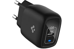 Spigen 20W USB-C Mini Hızlı Şarj Aleti/Şarj Isısını Düşürür GaN Destekli Akım Korumalı Güç Adaptörü iPhone & Android & iPad Type-C Black - ACH02070