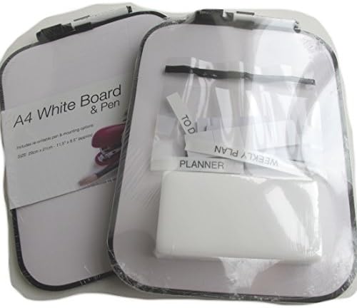 Two A4 Whiteboard Memo Boards With Eraser, 2 Pens, Marker Tape, Labels and Magnetic and Sticky Fixings