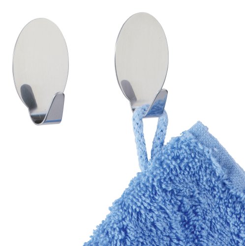 WENKO 4477020100 Maxihaken - 2er Set, Edelstahl rostfrei, 4.2 x 2 x 2.4 cm, Glänzend
