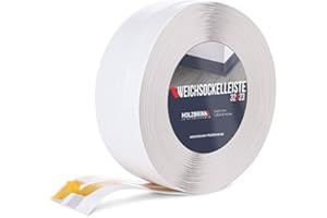 HOLZBRINK Plinthe Souple Autoadhésive Blanc Plinthe pliable, 32x23 mm, 15 m