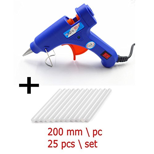 JZK® 20W Elektrische Mini Heißleimpistole Kit + 25 Stück Klebesticks 7,2 mm x 200 mm, für DIY Kunsthandwerk Projekte und schnelle Reparaturen