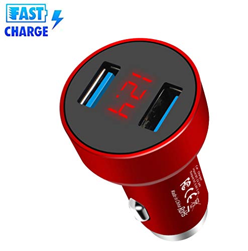 Preisvergleich Produktbild ZDGM QC3,0 Auto Ladegerät 30W 2-Port USB Kfz Ladegerät, Kfz-Adapter mit Fast-Charge für iPhone XS / XS Max / XR / X / 8 / 7, iPad Pro / Mini, Galaxy / Note S10 / S10+ / S9, LG, HTC, Mate P20,Red