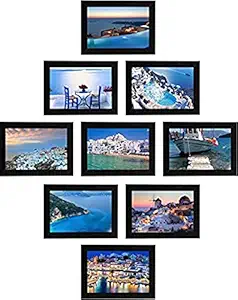Shri Nath Creations Collage Individual Photo Frames for Living Room Bedroom, Set of 9,Wall Hanging (9pcs - 4x6 inch, Black Frames)