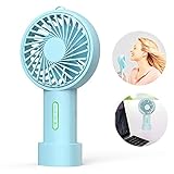 Ylik Mini Ventilateur de Poche Ventilateur portatif Personnel 3 Vitesses Angle réglable Base Amovible Lanière USB Recharge à Piles pour la Maison Bleu