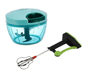 KRISHIV Quick Vegetable Chopper and 1 Power Free Hand Blender Kitchen Tool Set Combo (Multicolour)