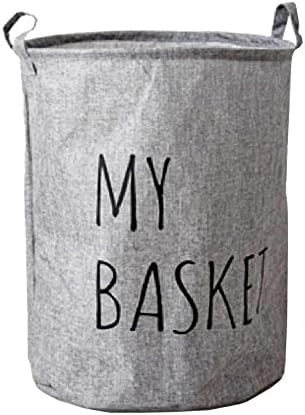 Large Sized Laundry Hamper Slim Children Baby Toy Storage Basket Bucket Hamper with Handles for Dirty Clothes Foldable Waterproof Coating Cotton Ramie Fabric Laundry Hamper Bag 19.7" Grey