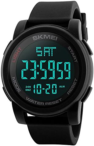 Men’s LED Digital Watch Alarm Clock Calendar Sport Stopwatch Date Day Display Military Tactical 50M Waterproof Wristwatch (Black)
