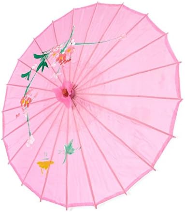Himolla Parasols Natural Paper Fabric Bamboo Umbrella Oil Paper Solid Color Dance Technique Umbrella (Pink)