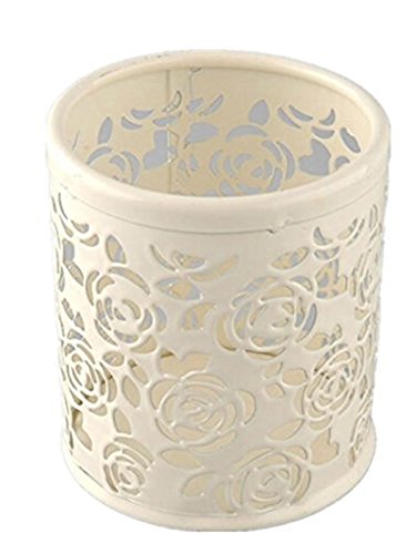 Leisial Florale-Design Metall Stiftehalter Stift Organizer Behälter,Weiss
