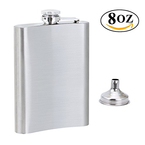JTDEAL Edelstahl Flachmann und Trichter set, mit Schraubverschlussdeckel, 8 oz. 225 mL