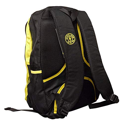 Mochila Golds Gym 2017 de tamaño mediano para hombre, con funda de portátil, para viajar o ir al gimnasio, hombre, negro y dorado