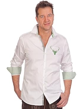 H1643 - Trachtenhemd mit langem Arm - weiß