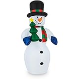 oneConcept Mr. Frost muñeco de nieve inflable (240 cm, iluminación LED, figura autoinflable, estable, posibilidad de sujeción con estaquillas y cuerdas, apta jardín)