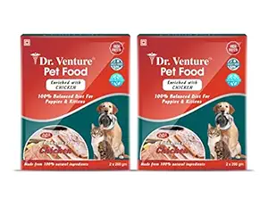 Dr Venture Pet Food for All Breeds Size of Dogs and Cats Enriched with Chicken with High Protein Fiber and probiotics (800 Gram_Pack of 2)