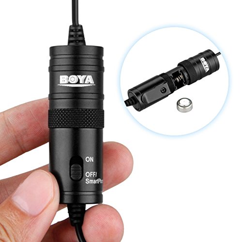 Boya Microfono BY-M1 lavalier a condensatore omnidirezionale con clip da bavero per fotocamera DSLR/smartphone/videocamere/registratori audioÂ â€“Â nero