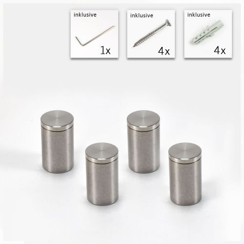 V2A Edelstahl Abstandshalter Set 10 mm x 15 mm, Made, Rund, Distanzhalter