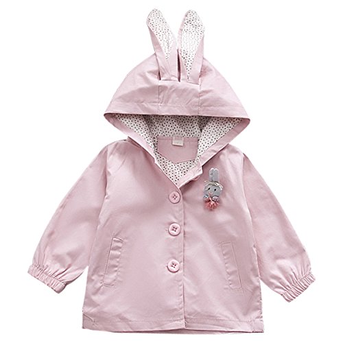 Kanodan Toddler Baby Girls Coat Sanded Fabric Jacket Cute Rabbit Ears Hooded Outerwear (Light Pink, 3-6M)