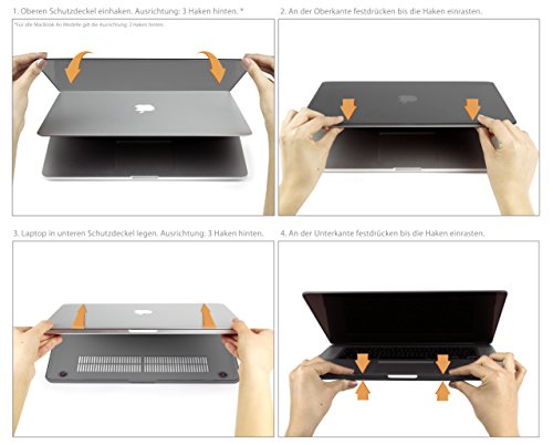 MyGadget MacBook Pro Retina 13 Zoll *Gummi* Case – Model Ende ´12 – Mitte ´16 (A1502 / A1425) Plastik Mac Hülle Schutzhülle Hartschale Cover (Grau) - 5