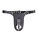Produktbild PU Leder String Herren Keuschheitsgürtel mit Cockring, Peniskäfig Unterwäsche Sex Toys Bondage SM für Männer (schwarz)