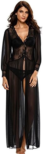 Tammy Style Sheer Long Sleeve Lace Robe with Thong (L)