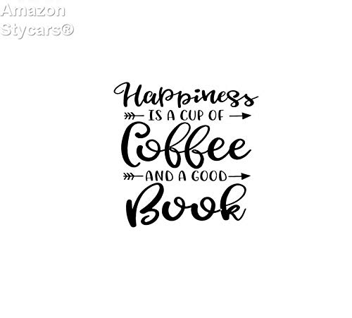 Preisvergleich Produktbild Stycars® Car Stickers, 15.7Cm*15.7Cm Happiness is A Cup of Coffee and A Good Book Arrows Car Sticker Vinyl Decal Black C