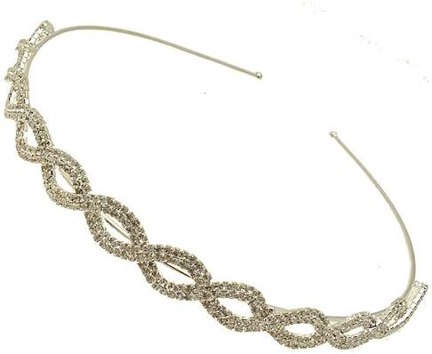 Acosta - Silver Tone &amp; Clear Swarovski Crystal - Entwined Oval Diamante Headband / Tiara Band / Hair Accessory