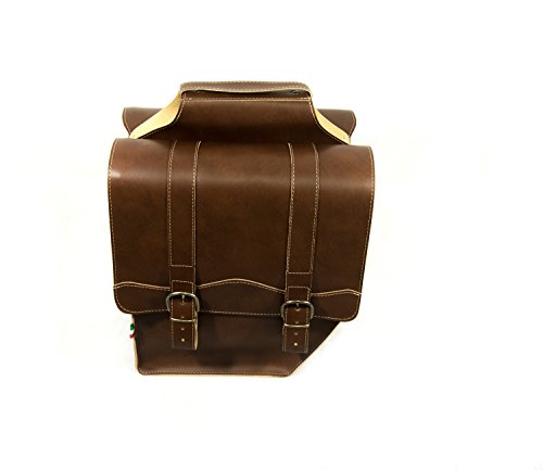 Borsa Pisa 1931 - Borsa doppia per bicicletta. Borse da bici per portapacchi. Similpelle. Colore Marrone. MADE IN ITALY (VIN_131 F_M)