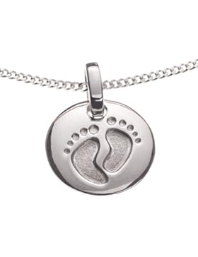 Schmuck Klein Taufset Anhänger mit Fußabdruck inkl. Panzerkette 38 cm 925/- Sterling Silber Taufgeschenk
