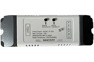 Modulo interruttore relè RF WIFI a 2 canali MHCOZY, otturatore per garage con controllo vocale remoto WIFI, compatibile con Alexa Assistant (eWelink app, 7-32V 2CH WIFI RF)