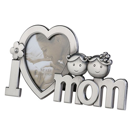 Tinksky Fotorahmen I Love Mom Metall Fotorahmen Bilderrahmen Foto Bild (Silber) - 2