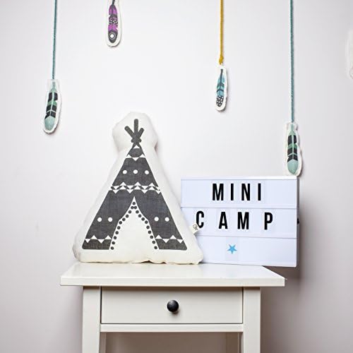 Teepee cushion, shaped nursery cushion, baby cushion, baby pillow, mint, coral or black color decorative pillow 100% linen, handmade by minicampLT (Black)